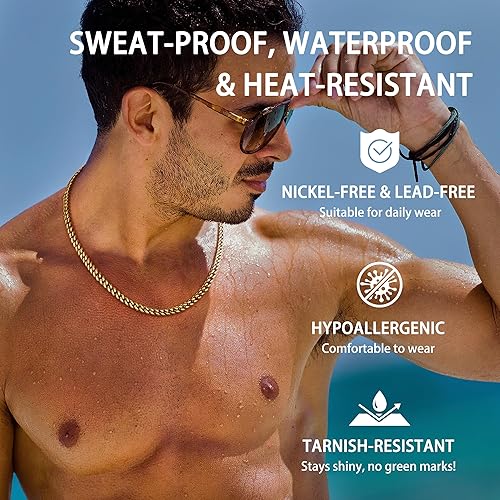 5mm 18K Gold Plated Cuban Link Chain Necklace for Men Stainless Steel Chain