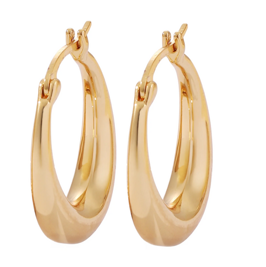 14K Gold Graduated Hoop Huggie Earring in 14K Yellow Gold Plated