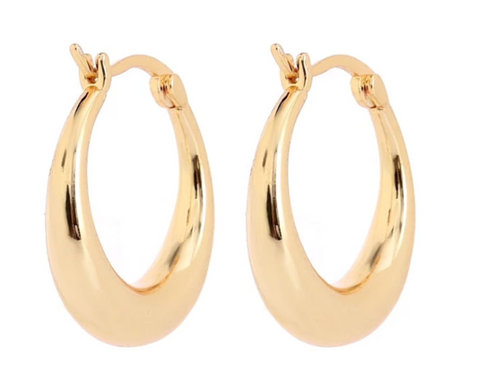 14K Gold Graduated Hoop Huggie Earring in 14K Yellow Gold Plated